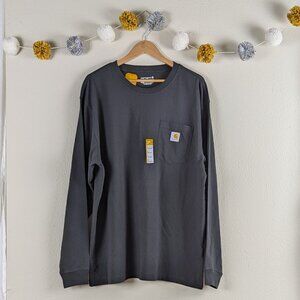 NWT Black Carhartt Loose Fit Heavyweight Long Sleeve Pocket T-shirt Size Large